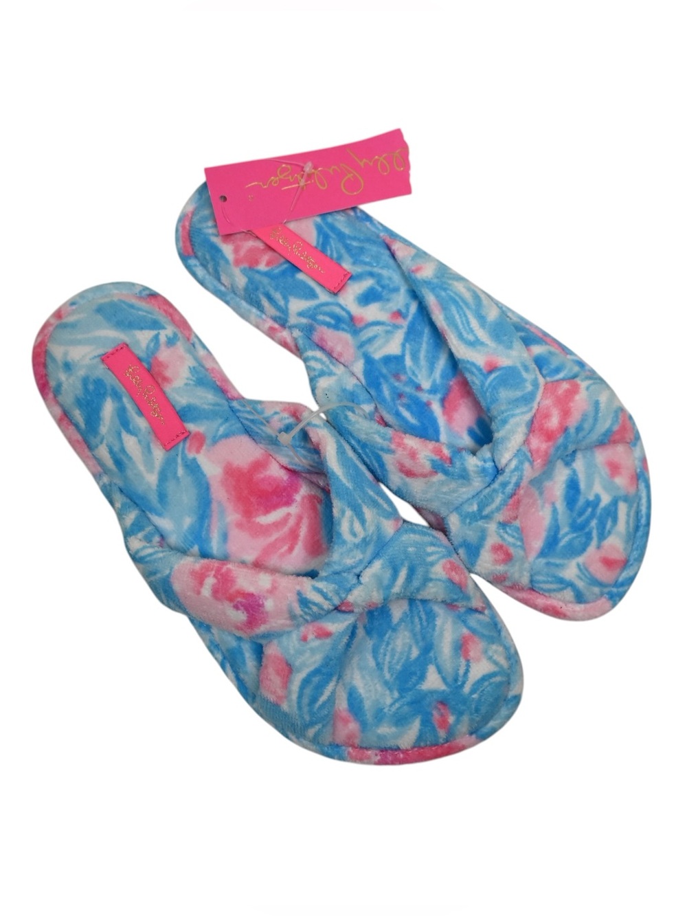 Lilly Pulitzer Women's 9/10 GWP Slide On Cushioned Blue Pink Slipper NEW